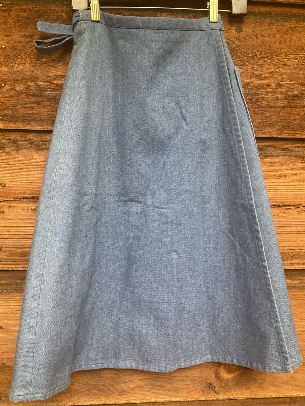 Denim A-Line Wrap Skirt with Pocket - Picture 6 of 12